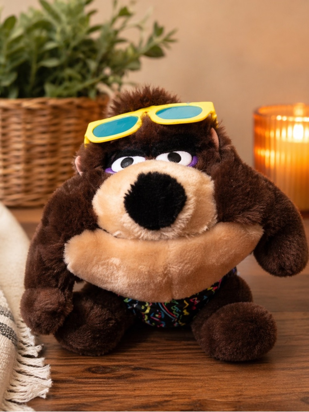Vintage Looney Tunes Tasmanian Devil Plush 8” Surfer Swim Trunks Sunglasses Taz